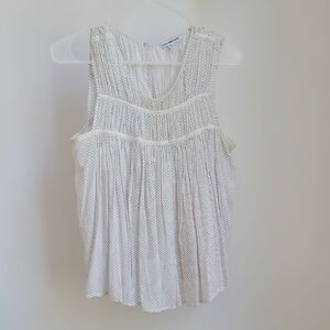 James Perse White Sleeveless Smocked Blouse
